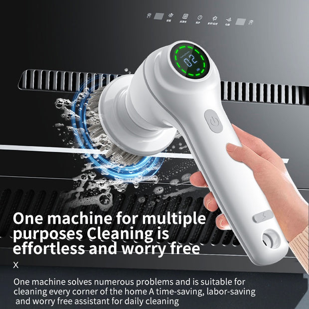 Spinova™ MaxClean – Cordless Electric Scrubber with LCD & 12‑Piece Kit